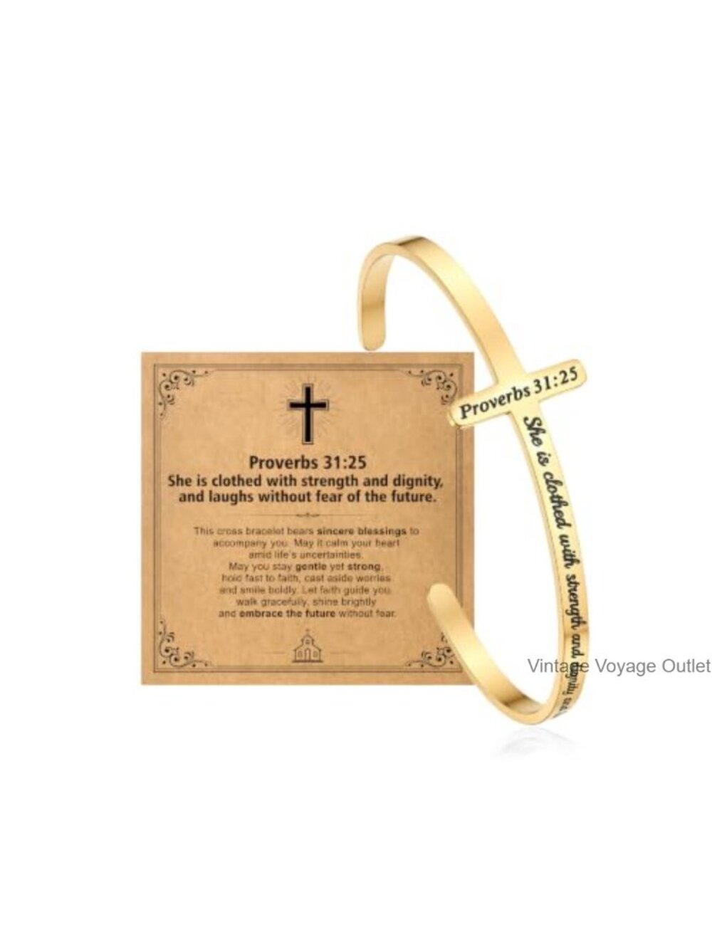 Cross Cuff Bracelet Christian Bible Verse Gift Stainless Steel Women